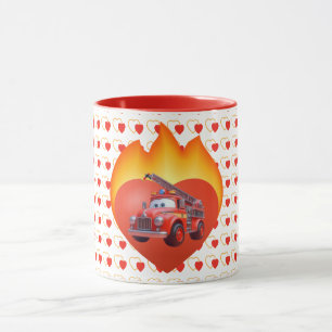 Mug Camion de pompiers mignon pour la Saint-Valentin