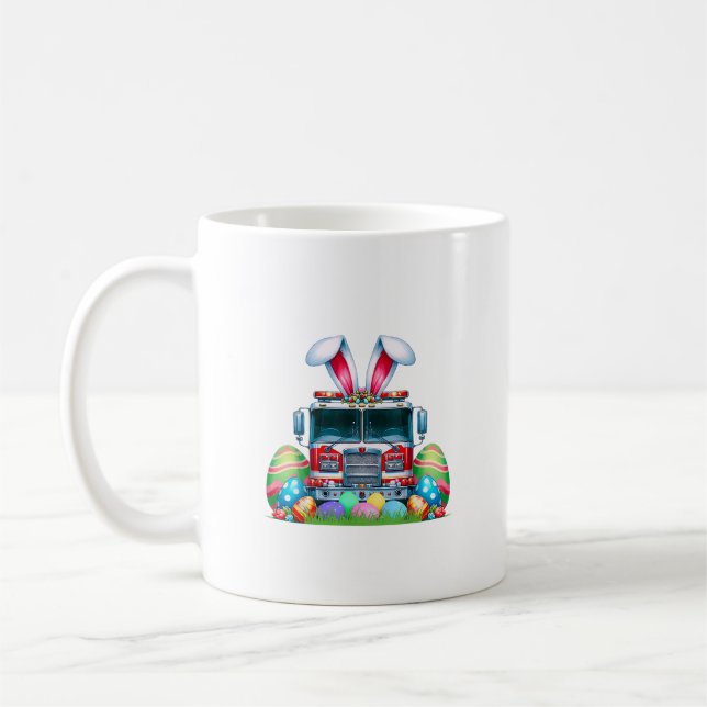 Mug Camion de pompiers Oreilles de lapin de Pâques T-S (Gauche)