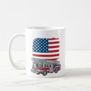 Mug Camion de pompiers patriotique drapeau américain v