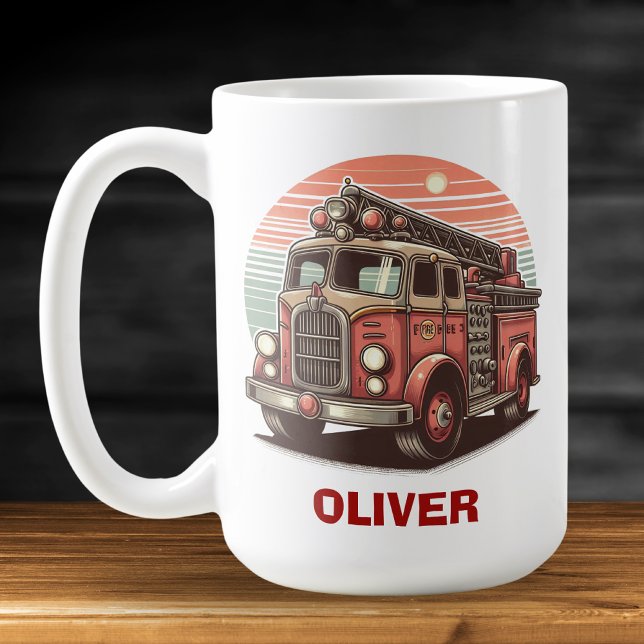 Mug Camion de pompiers rétro charmant au coucher du so (Créateur téléchargé)