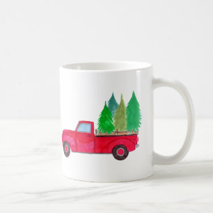 Mug Camion de ramassage rétro rouge avec arbres