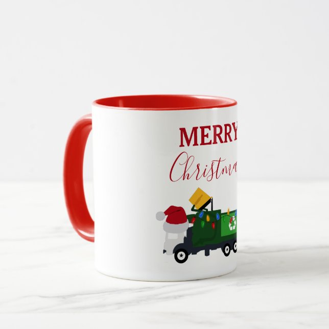 Mug Camion de recyclage de Noël (Devant gauche)