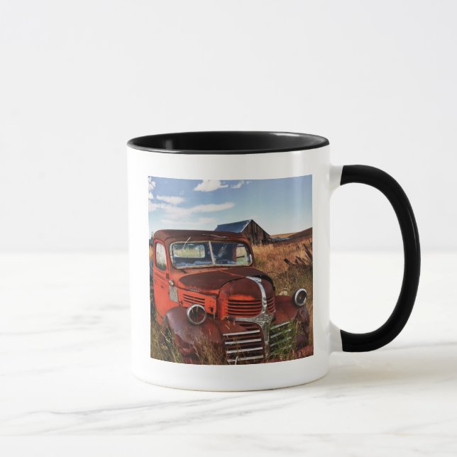 Mug Camion Dodge orange rouillé avec ferme abandonnée (Droite)