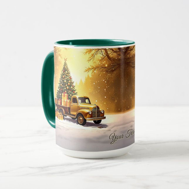 Mug Camion d'or Arbre de Noël Musique de vacances (Devant gauche)
