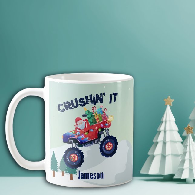 Mug Camion Monster de Noël Père Noël Crushin'it (Créateur téléchargé)