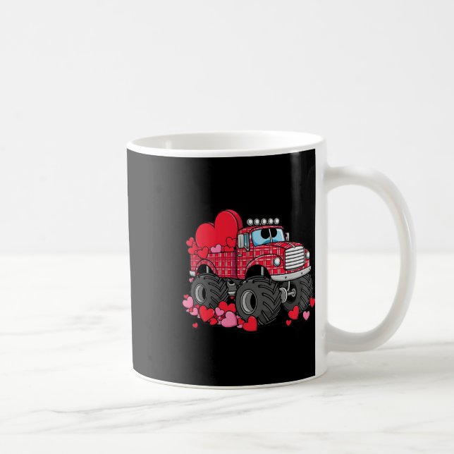 Mug Camion Monster de Saint Valentin avec Coeurs Plaid (Droite)