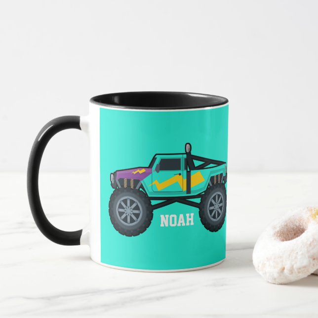 Mug Camion Monster Racing, pour garçons et filles Coff (Avec donut)