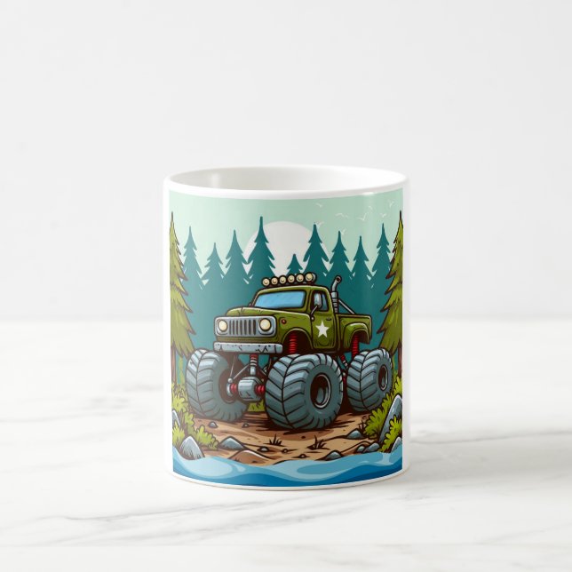 Mug Camion Monster Vert dans la forêt (Centre)