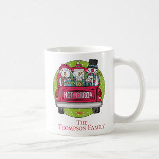 Mug Camion Rouge Noël Neiges Chocolat Chaud Nom