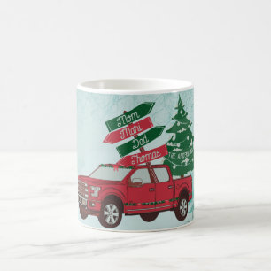 Mug Camion Rouge Nom de famille Vintage unique Noël