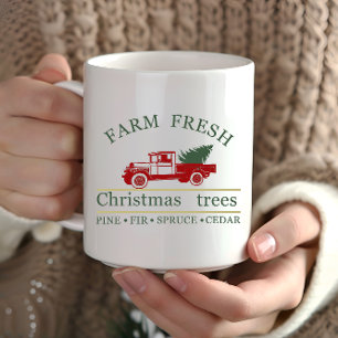 Mug Camion Rouge Vintage Classique Frais de la Ferme P