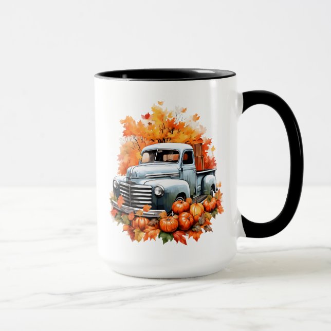 Mug Camion vintage avec Citrouilles et feuilles d'auto (Droite)