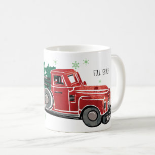 Mug Camion vintage de Noël avec des flocons de neige