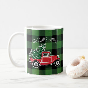 Mug Camion Vintage de Noël Nom de famille Buffalo Plai