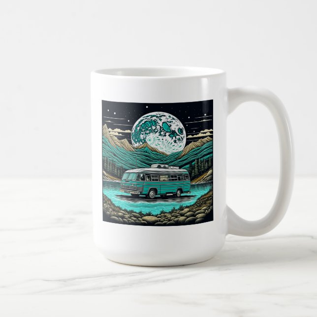Mug Camionnette rétro vintage sarcelle dans les montag (Droite)
