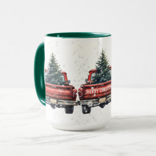 Mug Camions rouges vintages Joyeux Noël