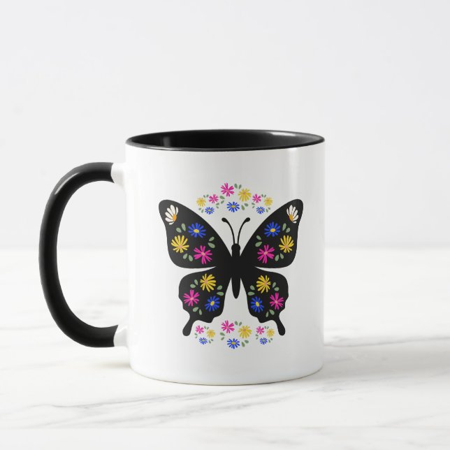 Mug Camiseta mariposa con flores multicolor (Gauche)
