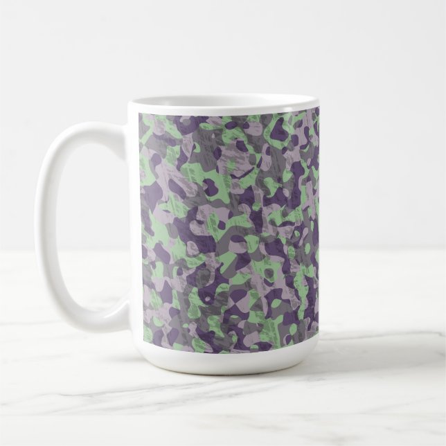Mug camo abstrait vert et violet (Gauche)
