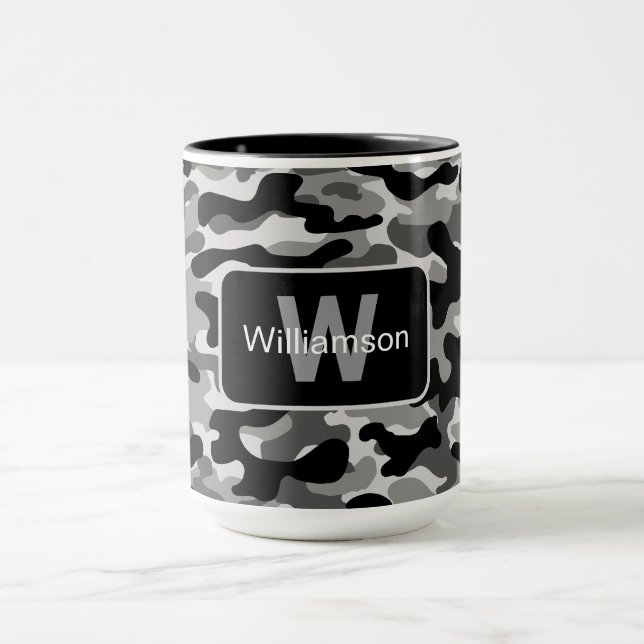 Mug Camo noir et blanc urbain avec personnalisation   (Centre)