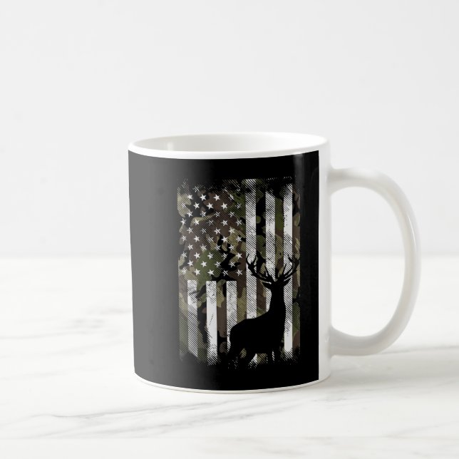 Mug Camo US Drapeau Der Elk Buck Camoflage Chasse Chas (Droite)