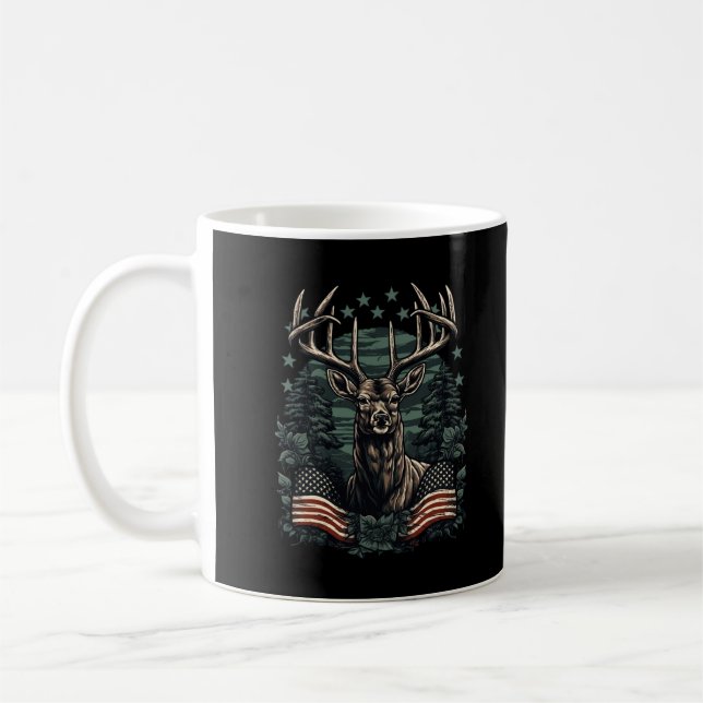 Mug Camoflage Drapeau Américain Antlers Chasse De Cerf (Gauche)