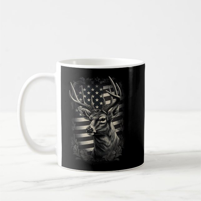 Mug Camoflage Drapeau Américain Antlers Chasse De Cerf (Gauche)