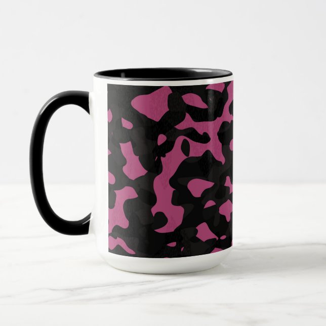 Mug Camouflage abstrait rose et noir texturé (Gauche)