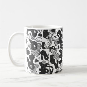Mug camouflage abstrait style doodé, noir