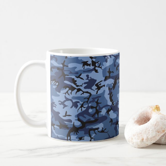 Mug Camouflage bleu marine, Militaire, Armée (Avec donut)