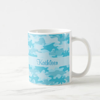 Mug Camouflage bleu turquoise Nom Personnalisé