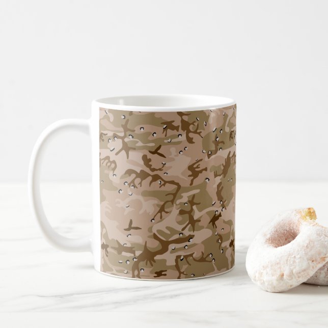 Mug Camouflage Désert Avec Galets, Militaire, Armée (Avec donut)
