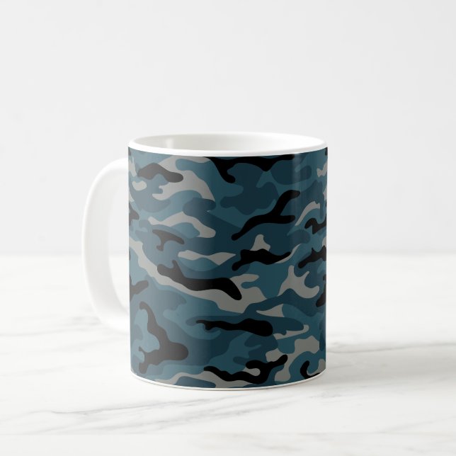 Mug Camouflage en noir de nuit (Devant gauche)