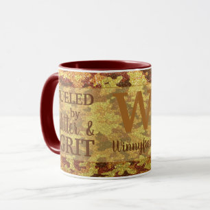 Mug Camouflage Pailleté Orange de Chasse Nom