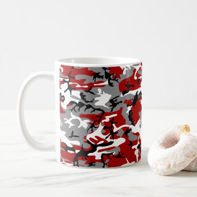Mug Camouflage rouge et gris, Militaire, Armée (Avec donut)