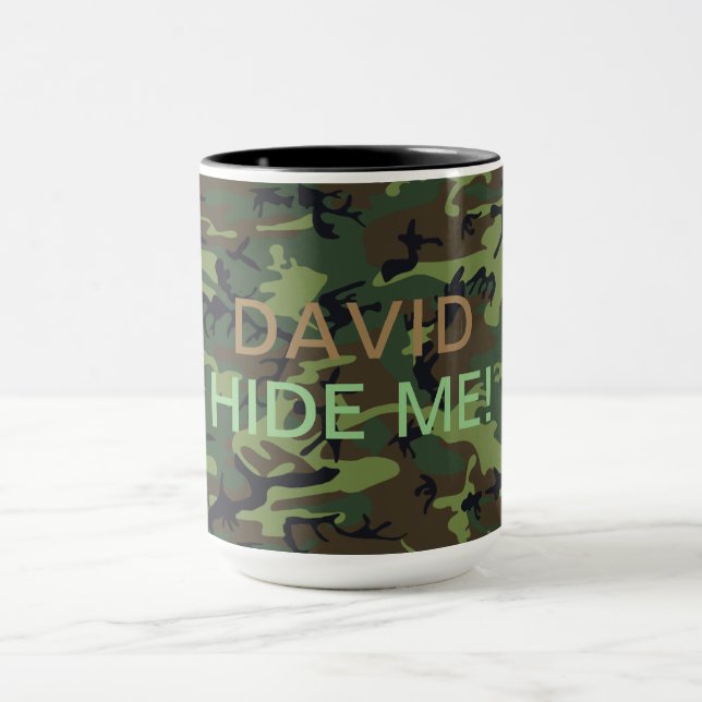 Mug Camouflage Vert Militaire Votre Nom Me Cacher Cite (Centre)