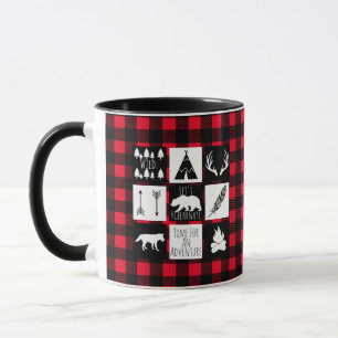 Mug Camp Rustic Woodland Animaux Buffalo Check Plaid