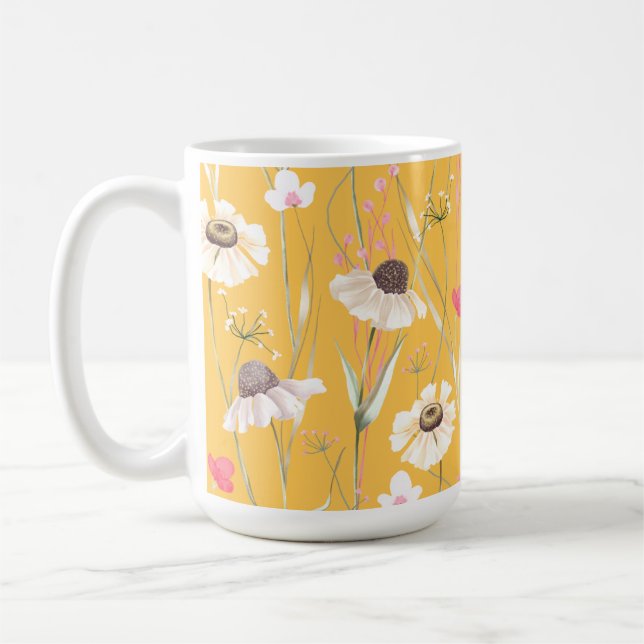 Mug Campagne de prairie imprimé jaune (Gauche)