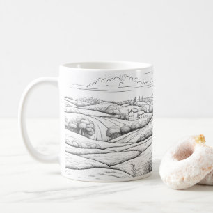 Mug Campagne Et Agriculture En Style Croquis