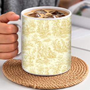 Mug Campagne française élégante vintage toile jaune