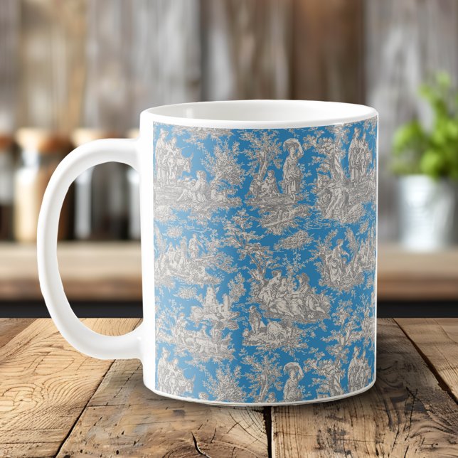 Mug Campagne française élégante vintage turquoise toil (Créateur téléchargé)