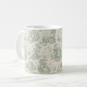 Mug Campagne française romantique Toile en vert sauge