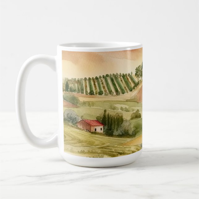 Mug Campagne italienne Pittoresque Italie Aquarelle (Gauche)