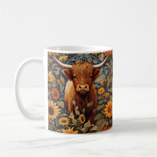 Mug Campagne rustique Highland Cow Sunflowers
