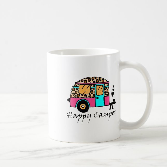 Mug Camper Happy Summer Camp Camping Leopard Funny Gla (Droite)