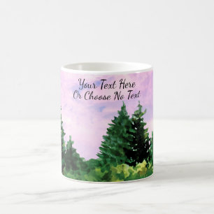 Mug Camping à l'extérieur aquarelle Bois Arbres couché