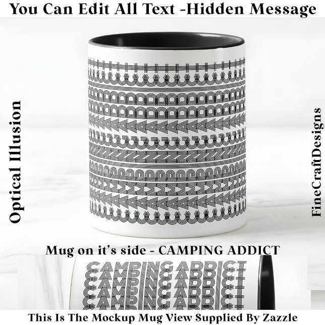 Mug Camping Addict Message Caché Drôle Nouveauté 111B (Créateur téléchargé)