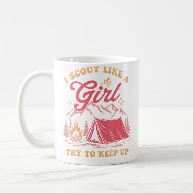 Mug Camping I Scout comme une fille essayez de suivre  (Gauche)
