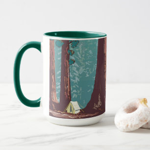 Mug Camping sous tente dans le parc national de Sequoi