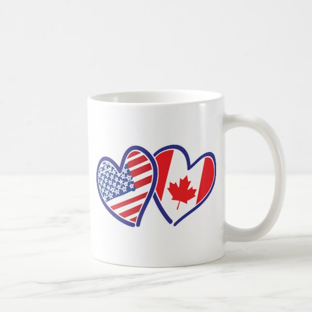 Mug Canadien et coeurs de drapeau de l'Amérique (Droite)
