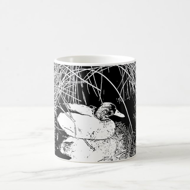 Mug Canard à roseaux Lac noir et blanc Faune Nature (Centre)